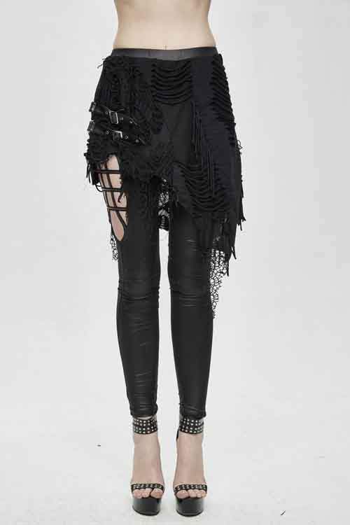 Women's Pants and Sexy Leggings with Ripped Skirt Faux Two-Piece Look