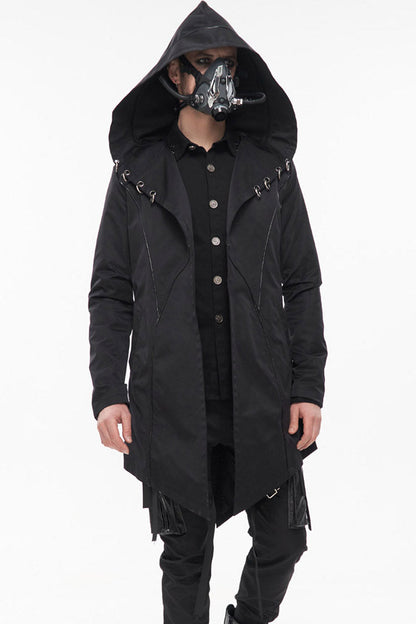 Windproof Hooded Casual Coat with Back Strap Detailing