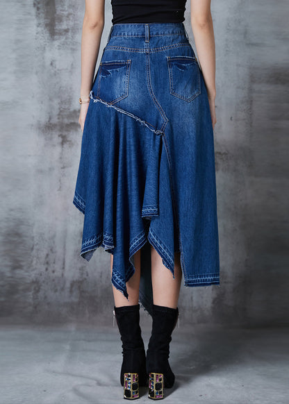 Modern Blue Asymmetrical Exra Large Hem Denim Skirt Summer QA1009