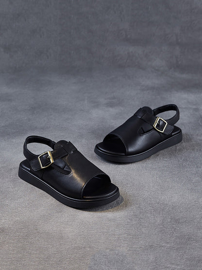 Women Soft Toe Leather Sandals Summer Open