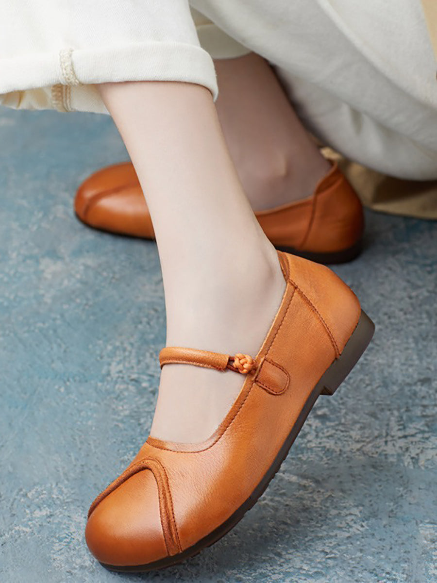 Women Summer Vintage Leather Spliced Soft Shoes ZZ1038