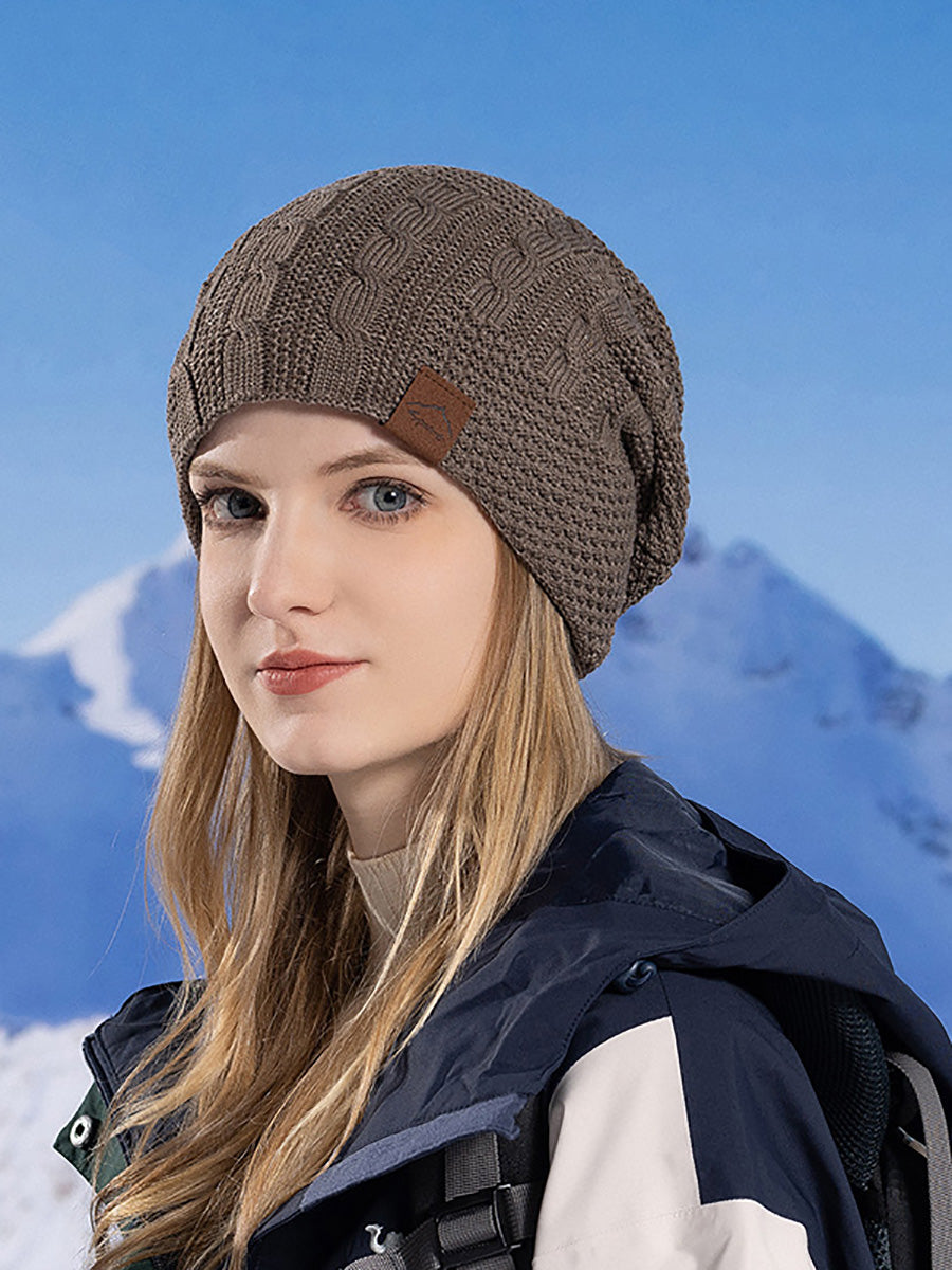 Women Winter Casual Fleece-lined Knit Solid Hat AH1066