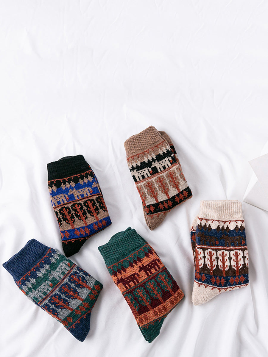 5 Pairs Women Winter Ethnic Wool Socks AS1019