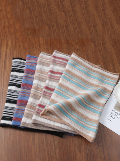 Neck Colorblock Scarf Wool Women Winter Knit