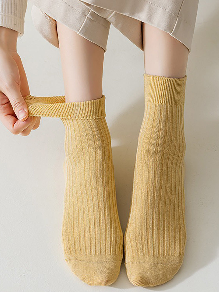 5 Pairs Women Winter Solid 100%Cotton Socks BA1031