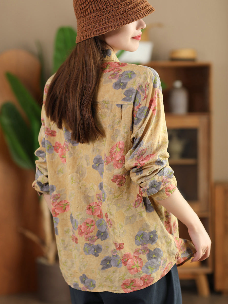 Chemise boutonnée à fleurs vintage pour femme AI1040 