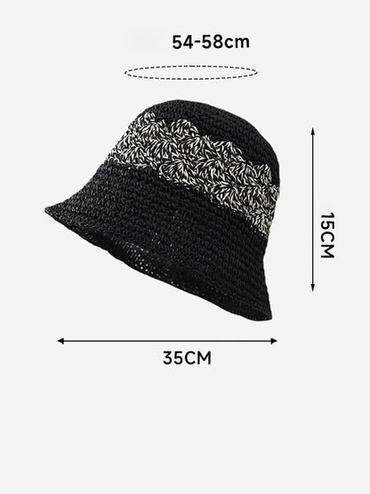 Chapeau de pêcheur en paille tissée artistique d'été pour femme CX049 