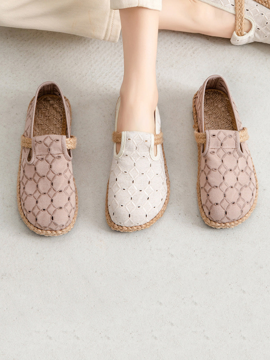 Summer Out Flat Hollow Shoes Casual Cotton Women