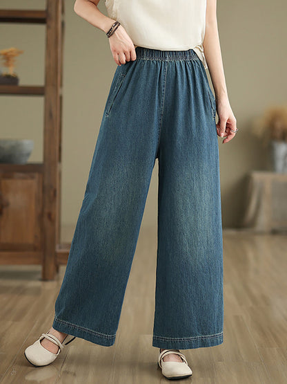 Women Artsy Summer Loose Denim Wide-leg Pants AS1031