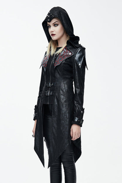 Charcoal Ember Hooded Leather Jacket with Scorched Accents