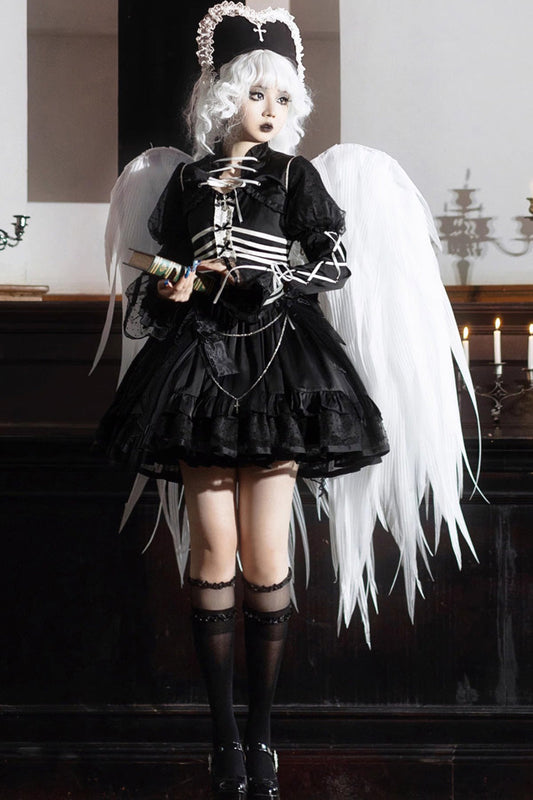 Prisoner-Inspired Ruffle Bow Gothic Princess JSK Dress