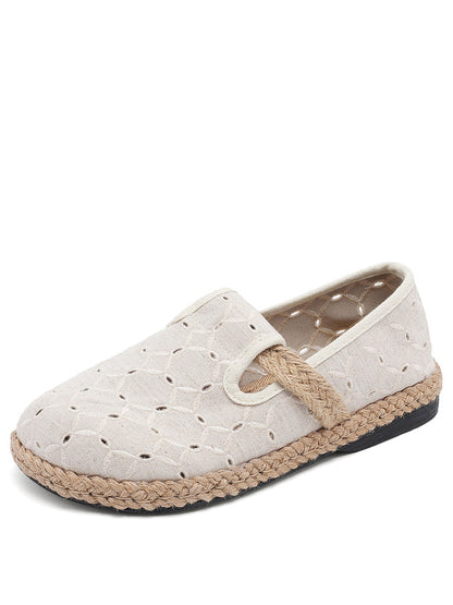 Summer Out Flat Hollow Shoes Casual Cotton Women