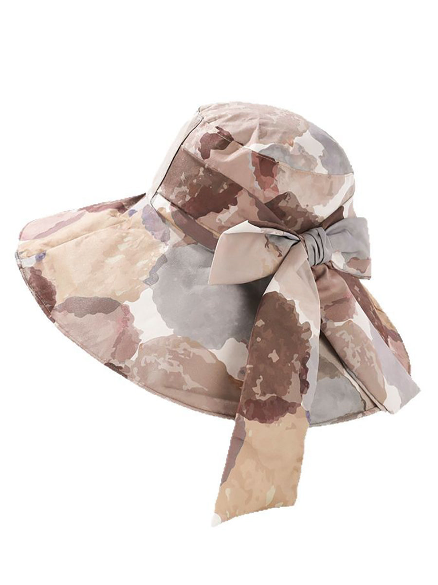 Colorblock Sunproof Bowknot Artsy Women Hat