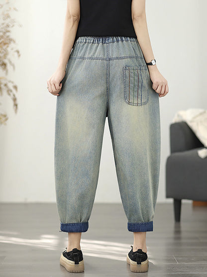 Pants Frayed Retro Denim Harem Women