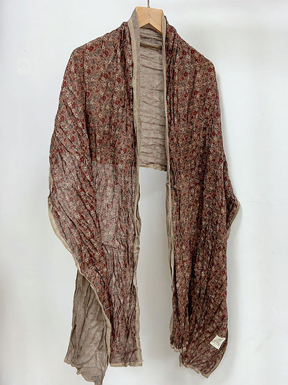 Women Vintage Floral Worn Shawl Scarf HH034