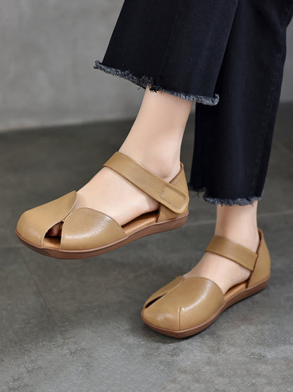 Sandales plates d'été en cuir souple pour femmes ZZ1025