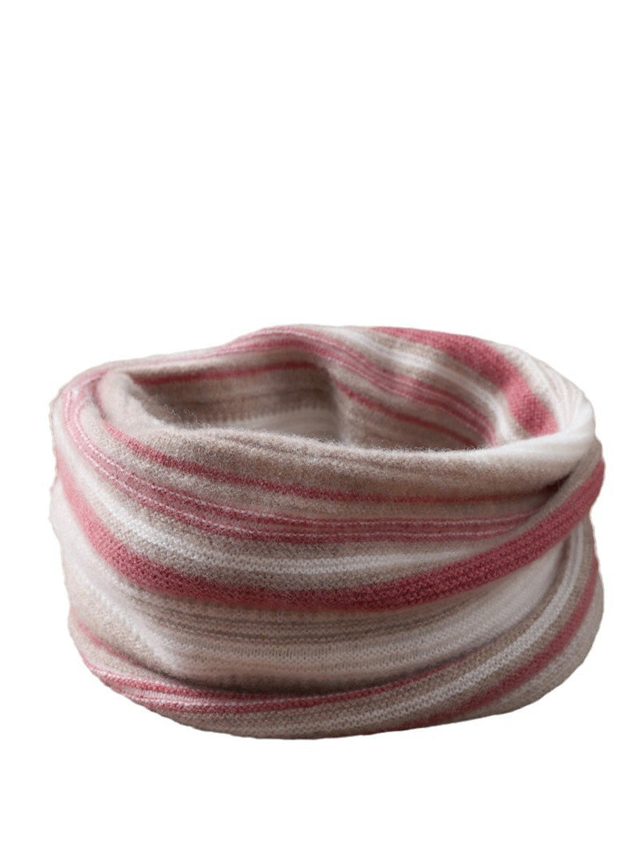 Neck Colorblock Scarf Wool Women Winter Knit