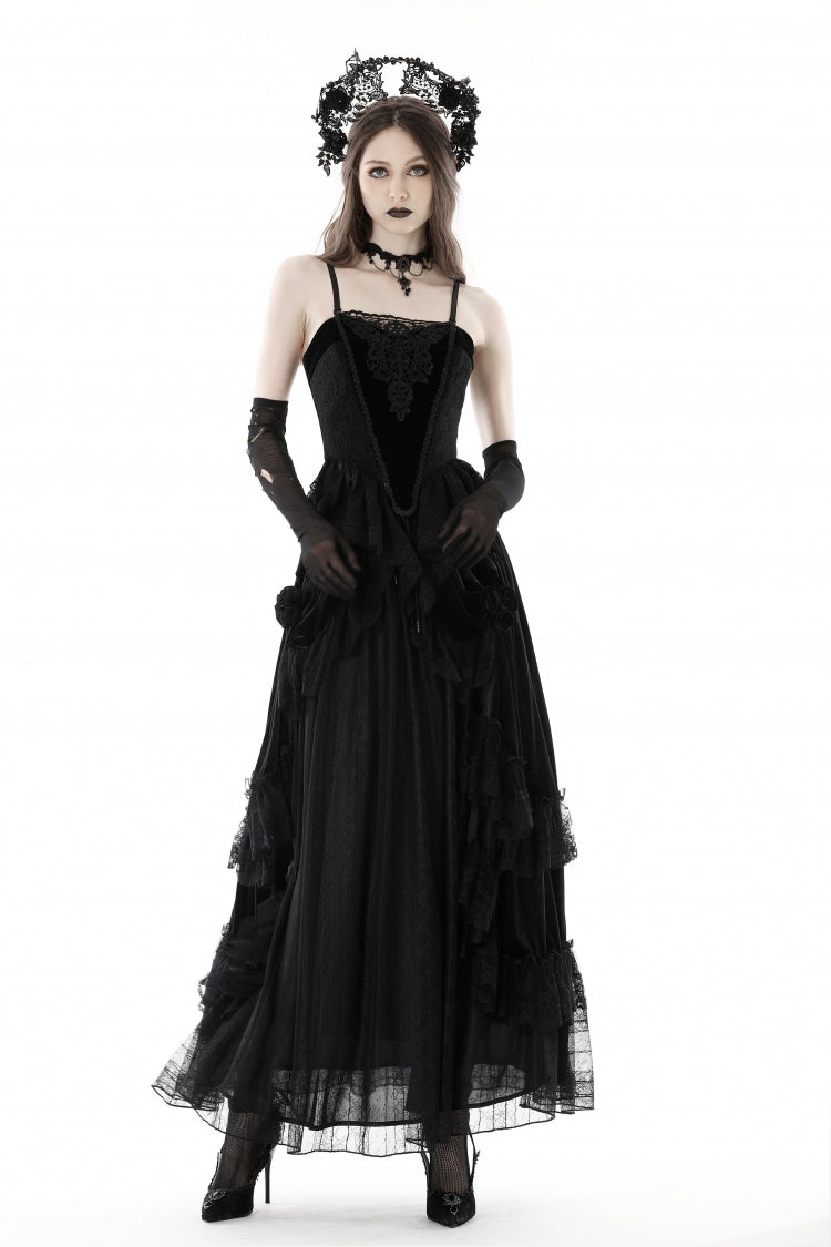 No-Sleeve Floral Velvet Gothic Corset Top