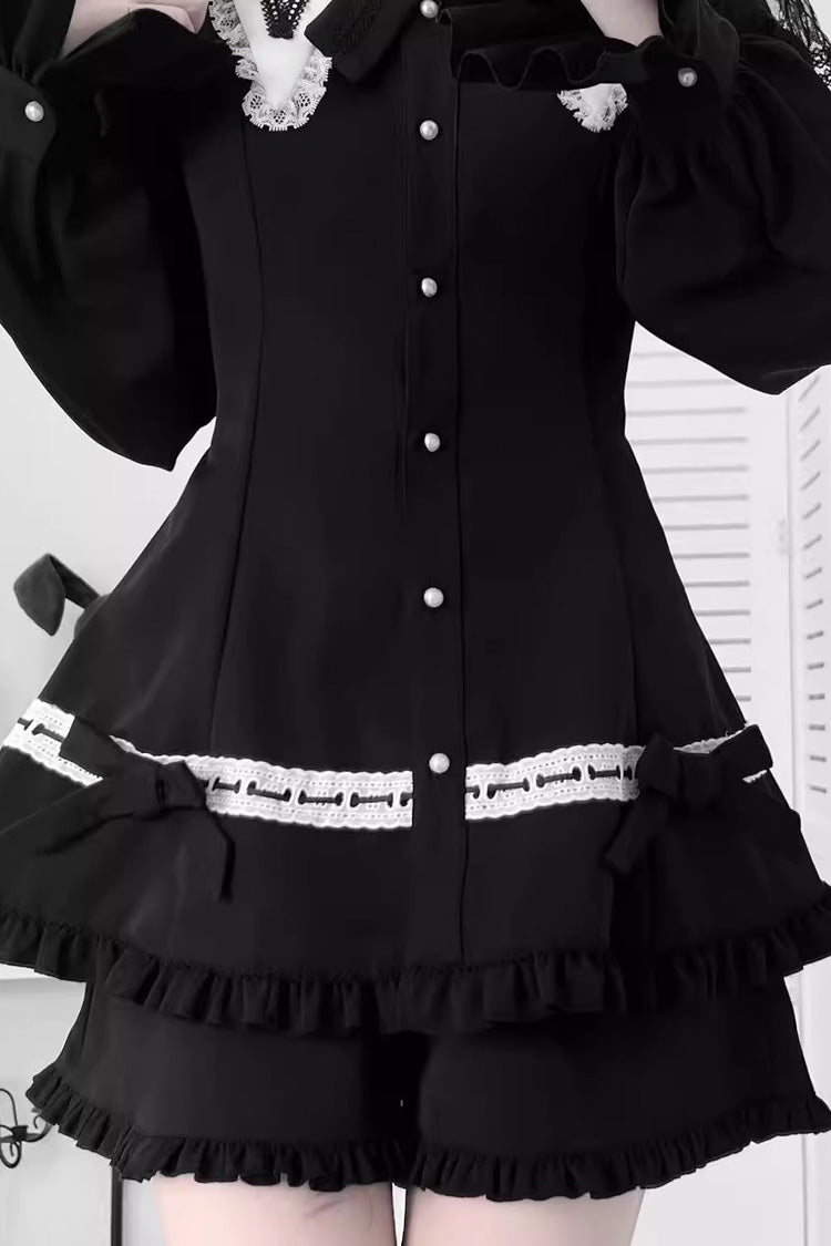 Jirai Kei Bow Dress with Shorts - Gothic Ruffled Style