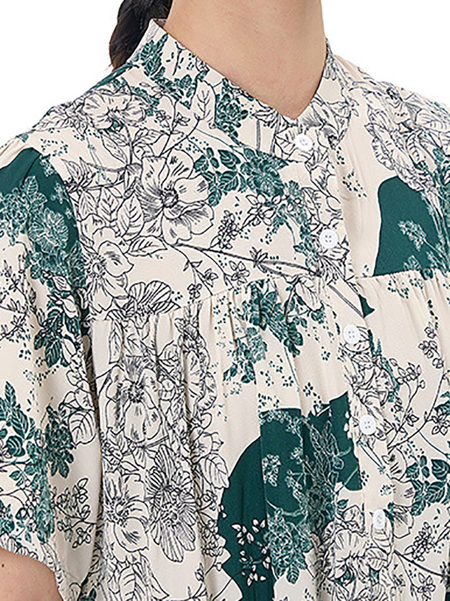 Robe d'été ample à volants et fleurs artistiques pour femmes CC019