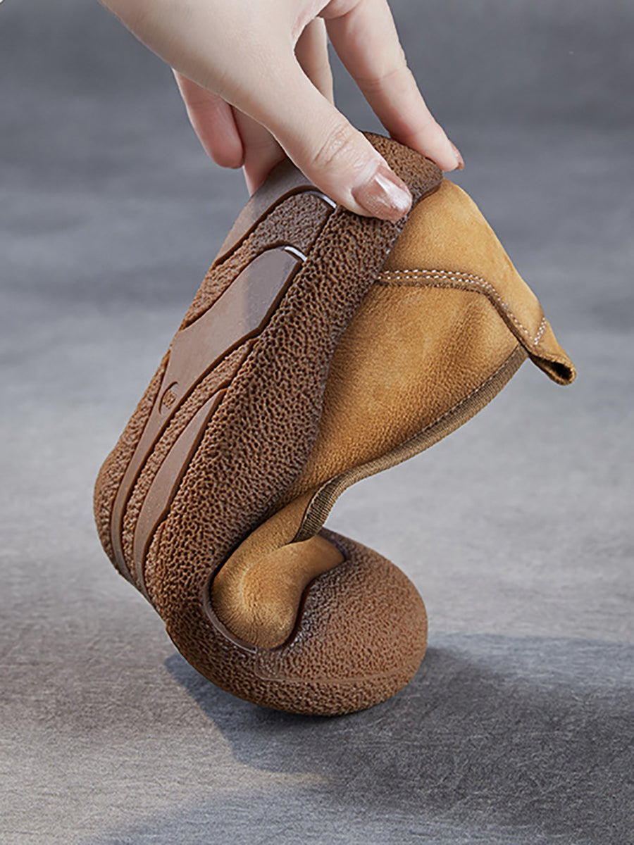 Summer Colorblock Leather Women Flat Genuine Shoes