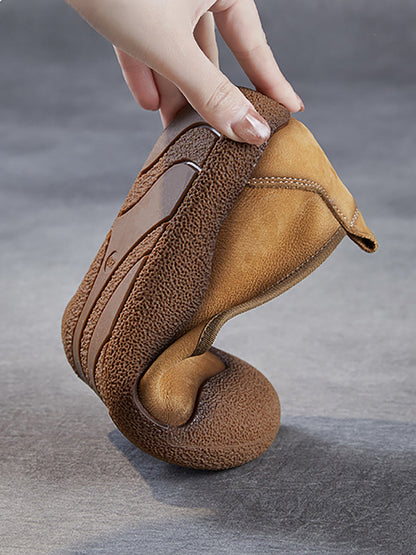 Summer Colorblock Leather Women Flat Genuine Shoes