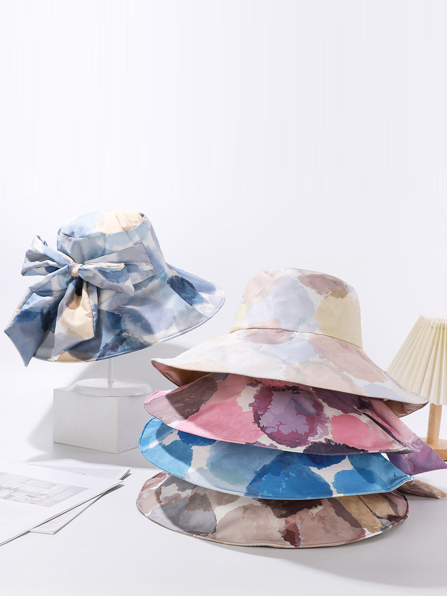 Colorblock Sunproof Bowknot Artsy Women Hat