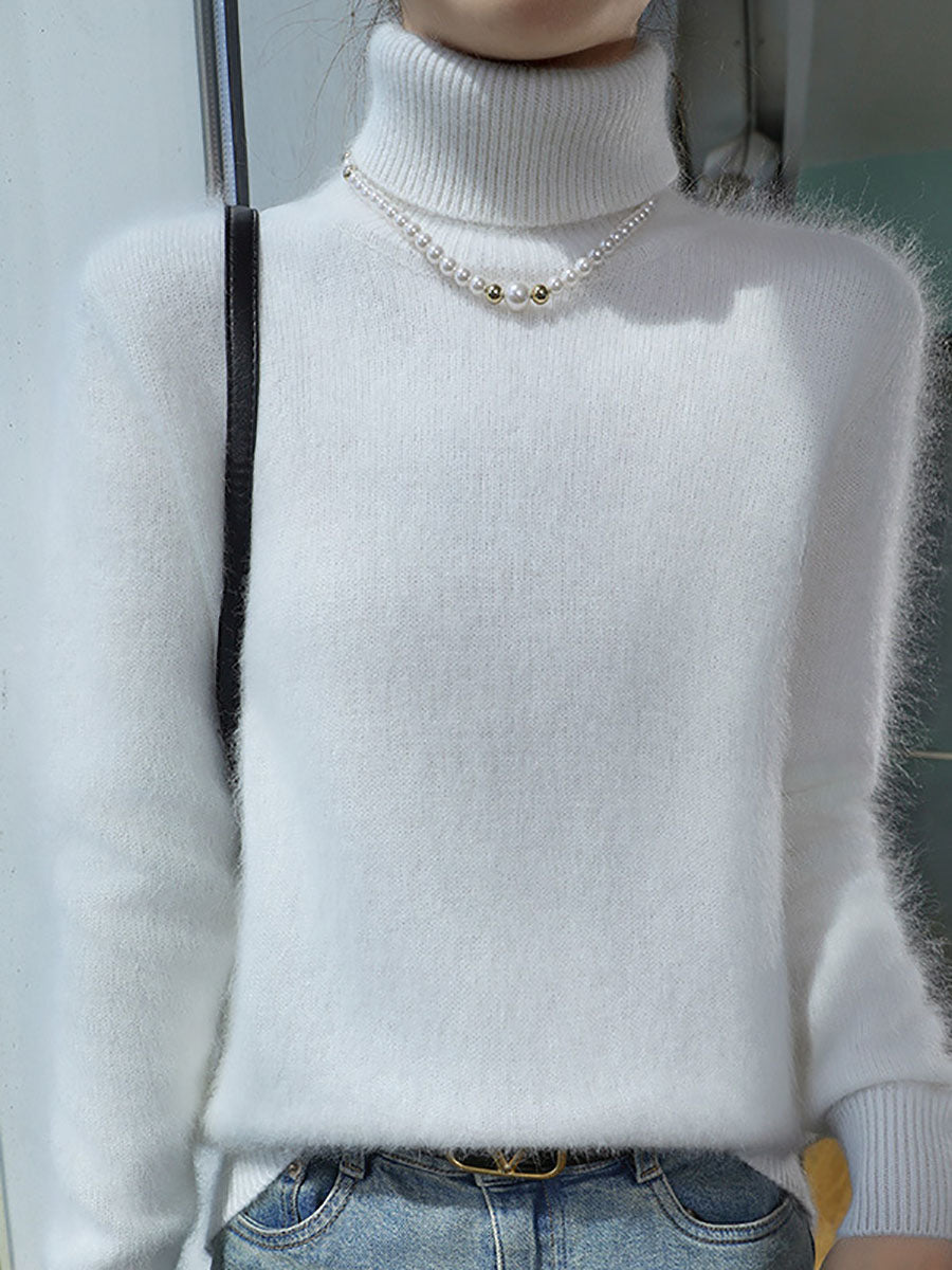 Women Autumn Casual Turtleneck 100%Wool Soft Sweater BA1060