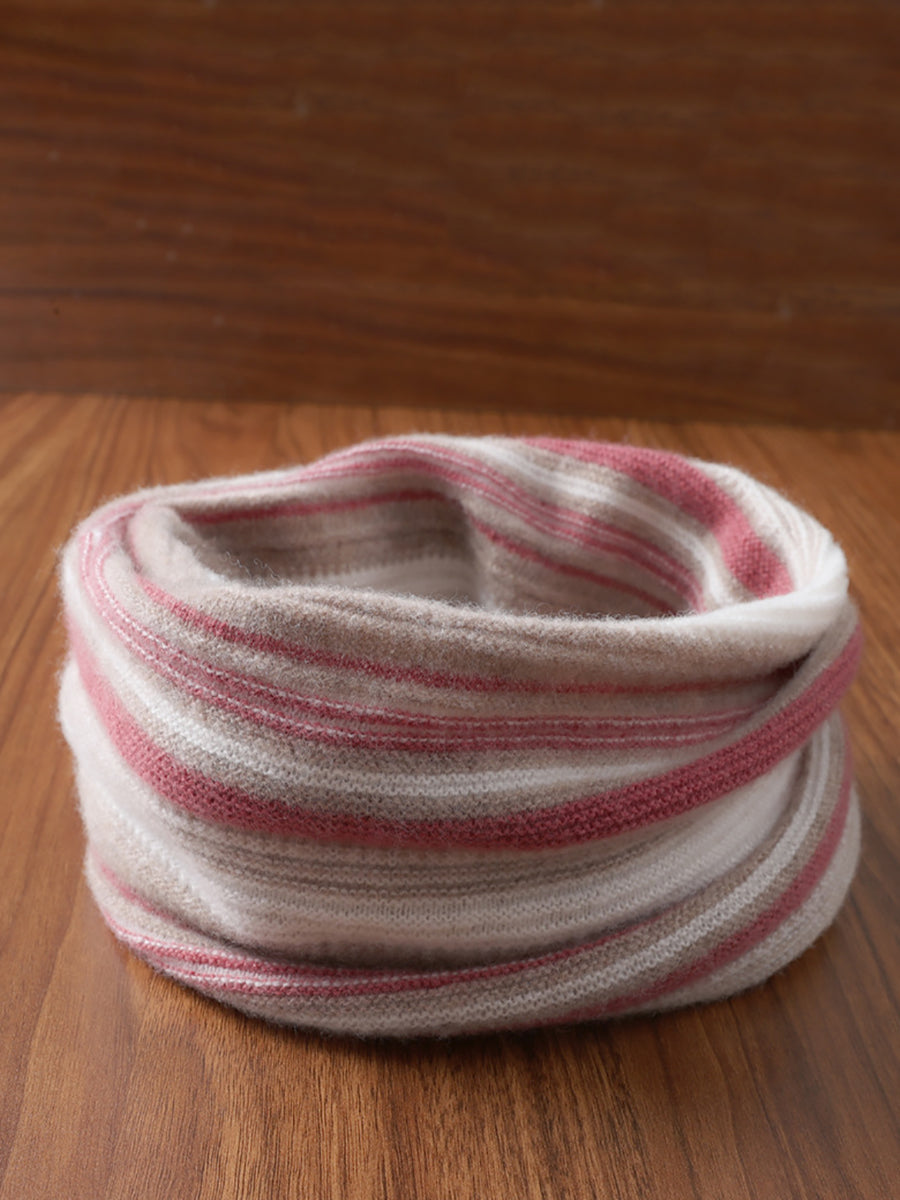 Neck Colorblock Scarf Wool Women Winter Knit