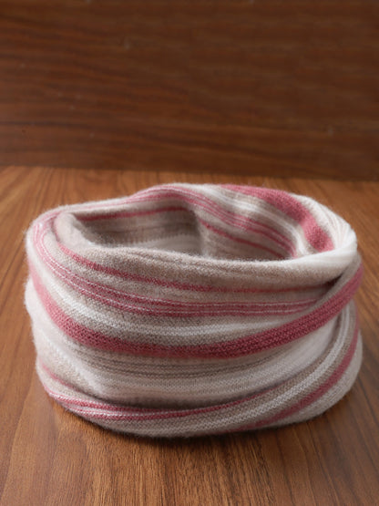 Neck Colorblock Scarf Wool Women Winter Knit
