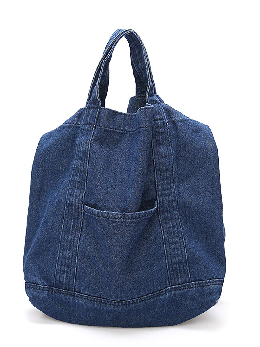 Vintage Solid Denim Spliced ​​Schultertasche Handtasche OP1038 