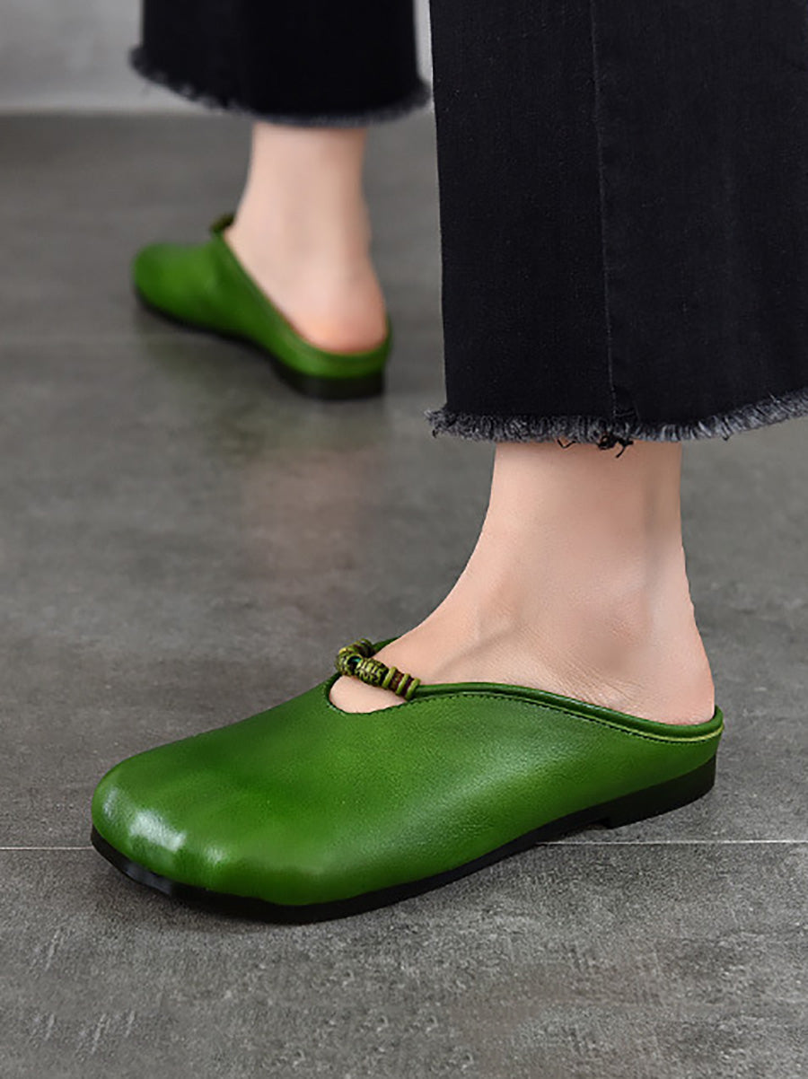 Summer Vintage Leather Soft Sandals Women