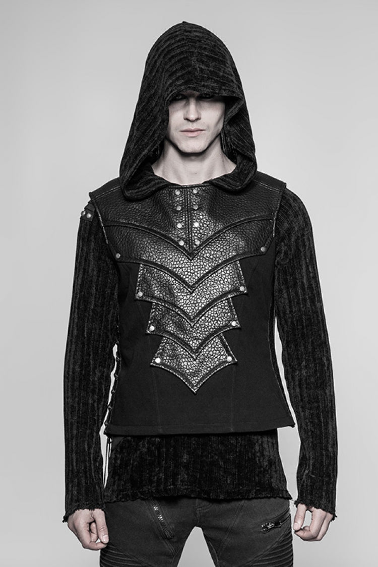 No-Sleeve Faux Leather Detailed Punk Waistcoat