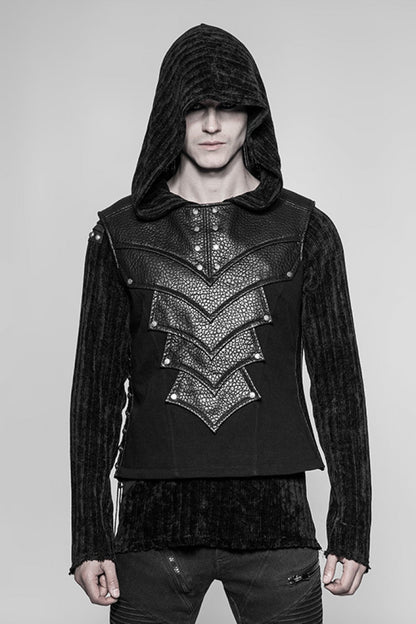 No-Sleeve Faux Leather Detailed Punk Waistcoat