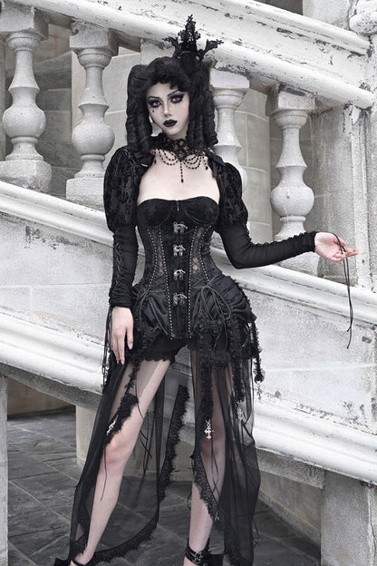 Ebony Cutout Corset Lace-Up Gothic Dress - Hell Alice