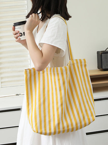 Casual Women Stripe Shoulder Canvas Bag