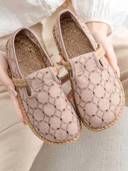 Summer Out Flat Hollow Shoes Casual Cotton Women