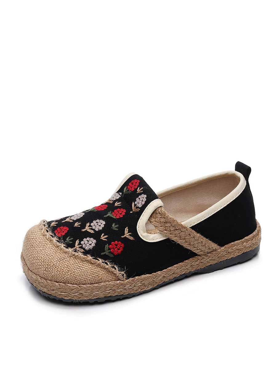 Women Summer Artsy Embroidery Linen Cotton Shoes BN1034