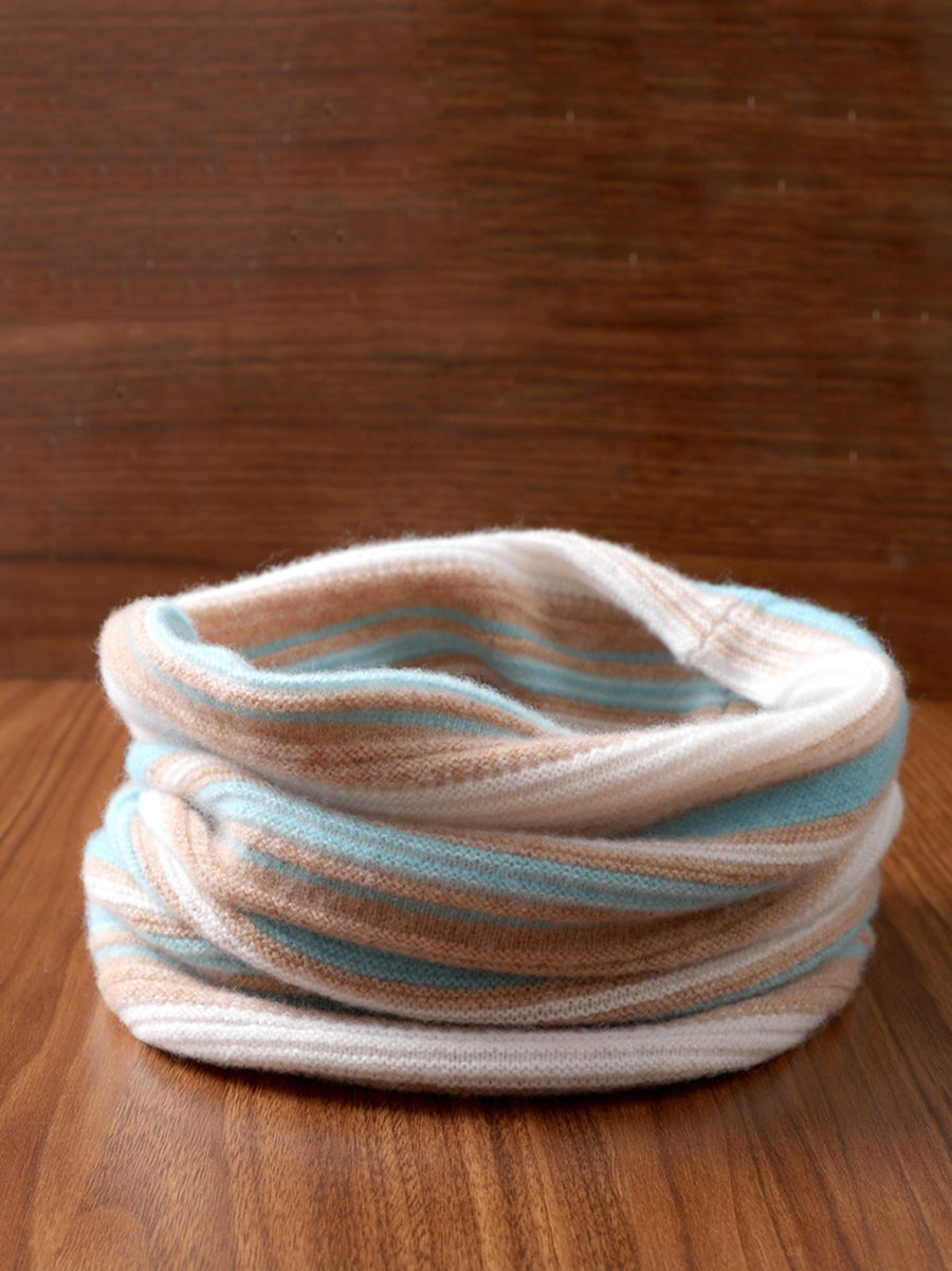 Neck Colorblock Scarf Wool Women Winter Knit