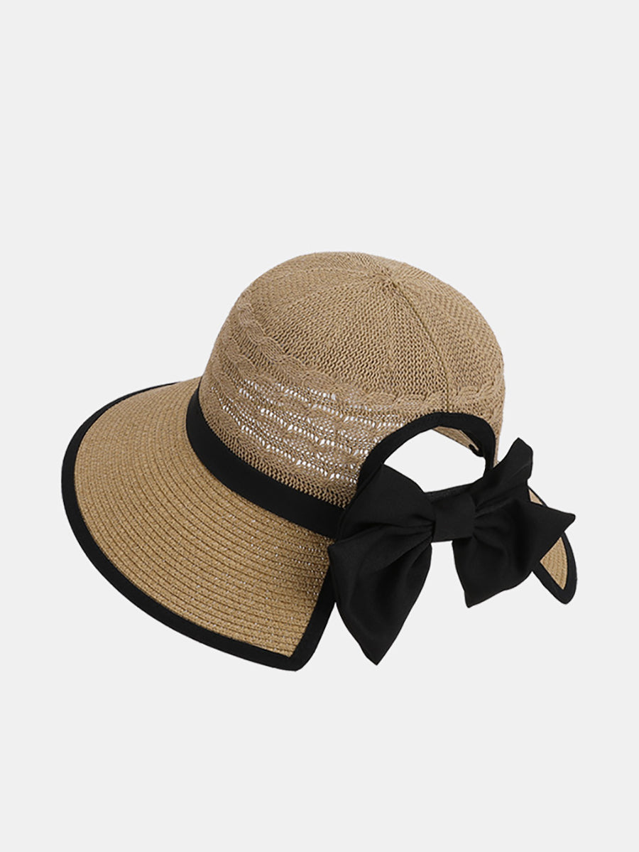 Bowknot Weave Women Straw Sunproof Hat Summer