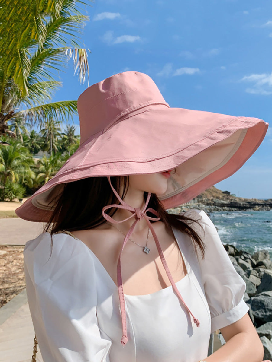 Wearing Brim Women Large Casual Hat Dual-side Sunproof