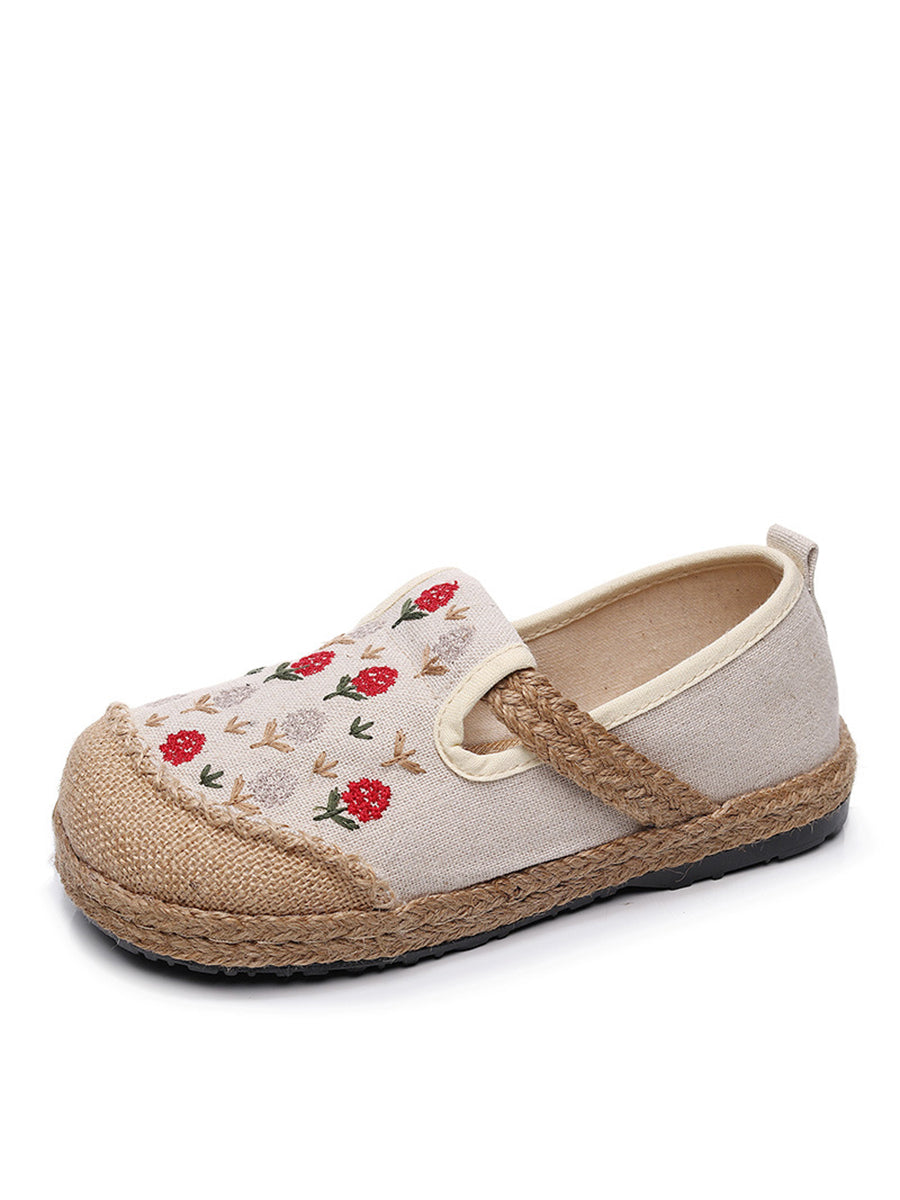 Chaussures d'été en lin et coton brodées artistiques pour femmes ZZ1005