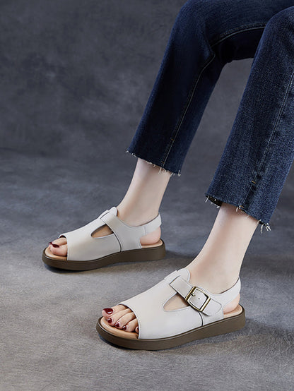 Women Soft Toe Leather Sandals Summer Open