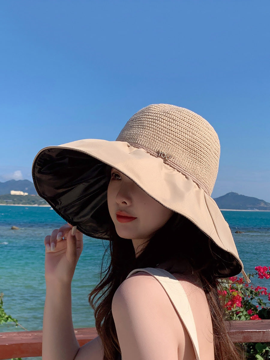 Women Summer Fashion Spliced Solid Sunproof Hat CC011