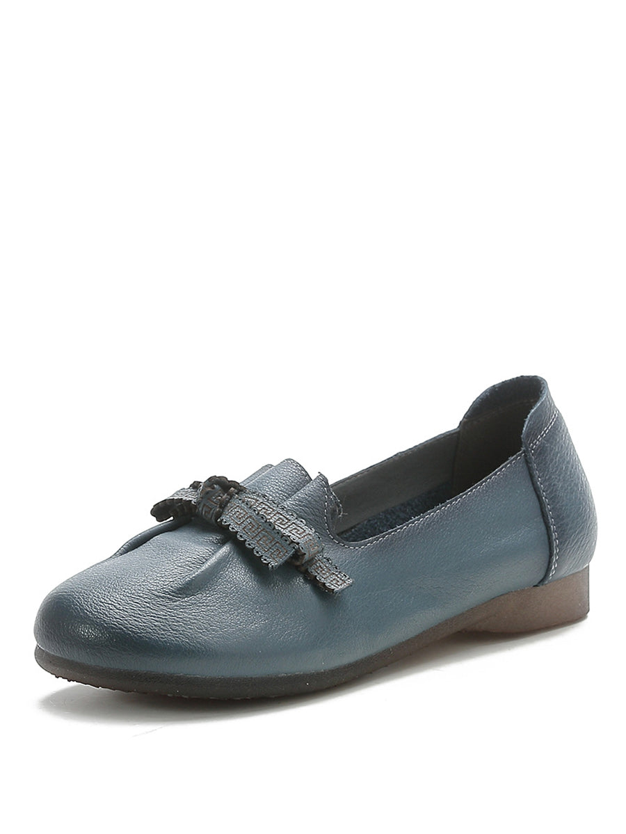 Frauen Sommer Solide Bowknot Gespleißt Leder Schuhe RR1049