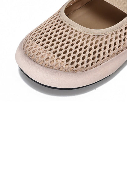 Low Heel Leather Summer Mesh Women Shoes