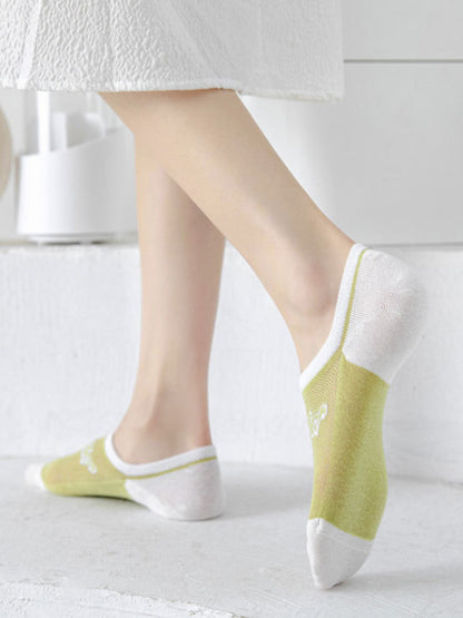 5 Pairs Women Summer Green Thin Short Socks II1030