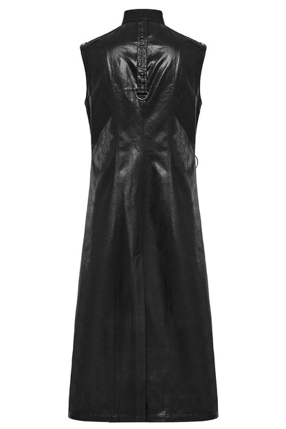 Faux Leather Punk Long Vest for Men