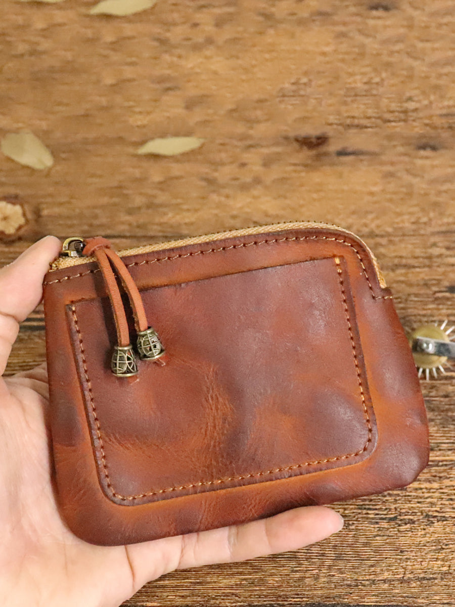 Leather Genuine Square Coin Women Purse Casual