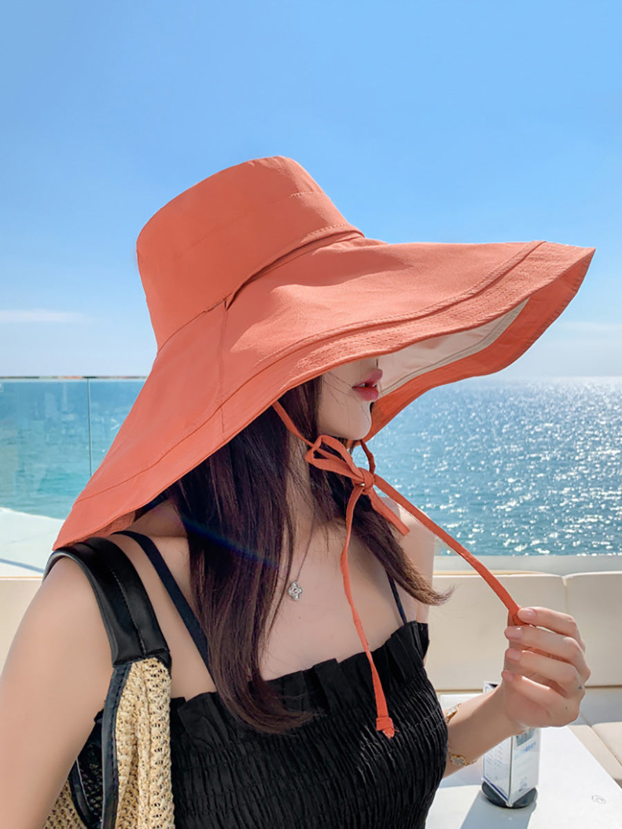 Wearing Brim Women Large Casual Hat Dual-side Sunproof